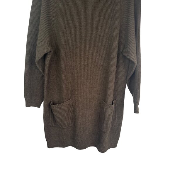 Uniqlo U Womens Large Olive Mock Neck Long Sleeve Knit Dress With Pockets NWT - Picture 9 of 16